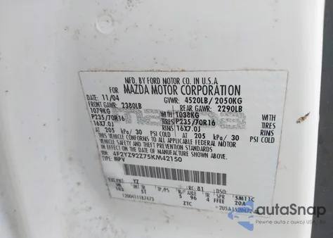 2005 Mazda Tribute I from USA, damaged, VIN 4F2YZ92Z75KM42150